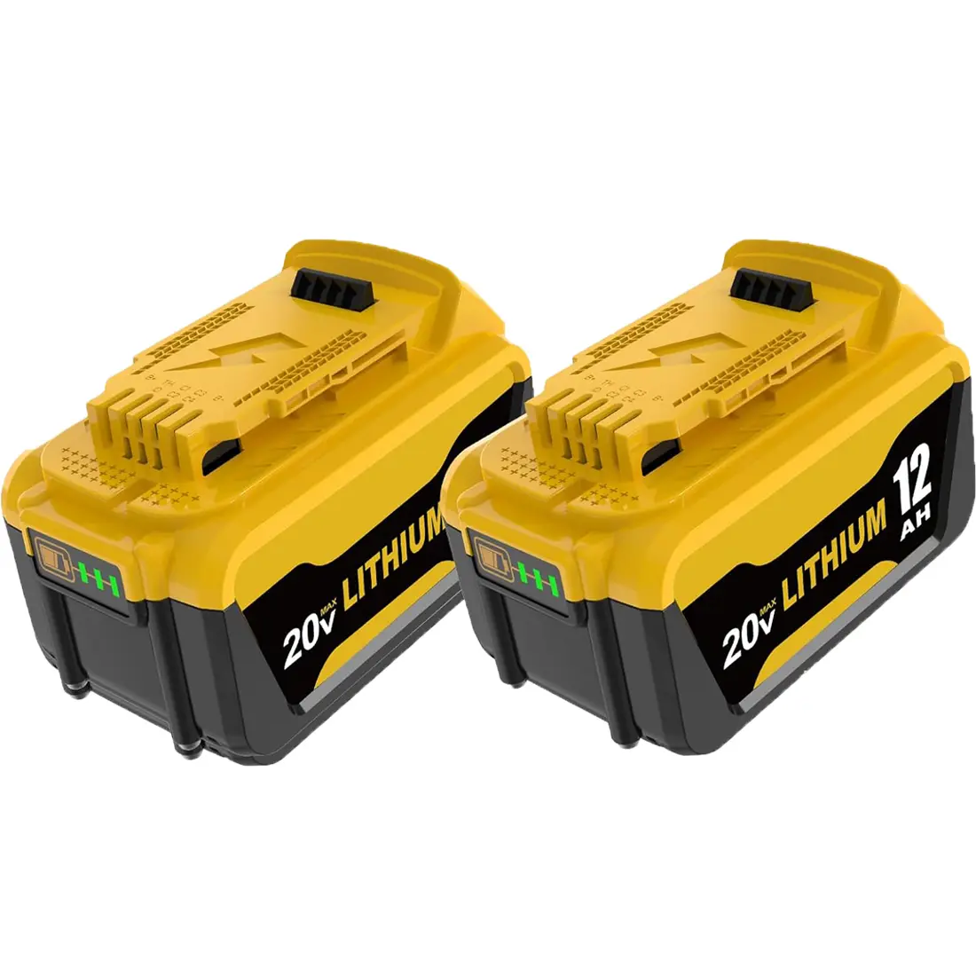 Dewalt 20V Max Li-Ion Rechargeable Power Tool Batteries - 2-Pack 12000mAh Larger Capacity, Enhanced Power Output, Extended Runtime, Broad Compatibility with DCB200/DCB203/DCB204, Protection for Cordless Tools Users