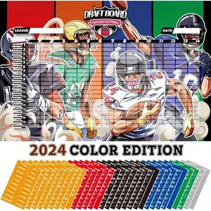 Fantasy Football Draft Board 2024-2025 Kit, 620 Player Labels, 6 Feet x 4 Feet Board(14 Teams 20 Rounds), 2024 Top Rookie, Blank Label, Schedule (Multicolor)