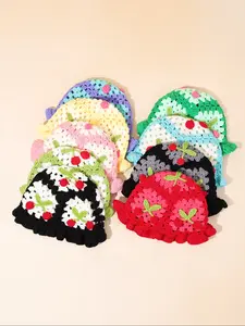 Neutral Cherry Cute Knitted Fisherman Hat, Fitted Style for Outdoor Activities & Travel, Perfect for Fall & Winter, Handcrafted Cap