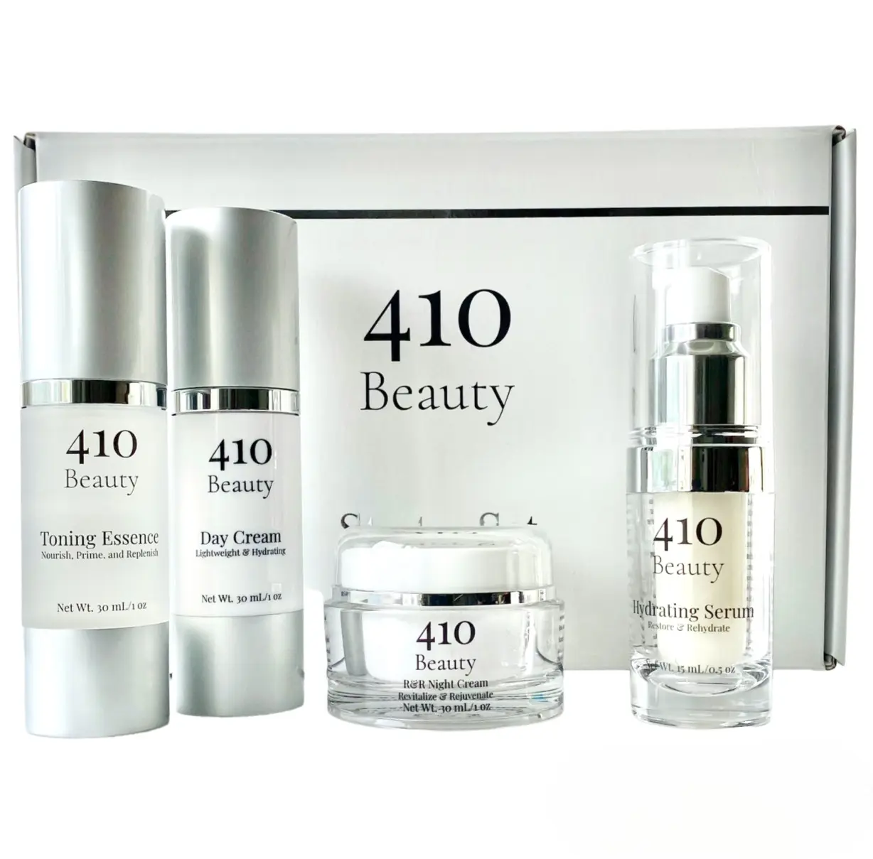 410 Beauty Starter Set - Toning Essence, Hydrating Serum, Day Cream & Night Cream