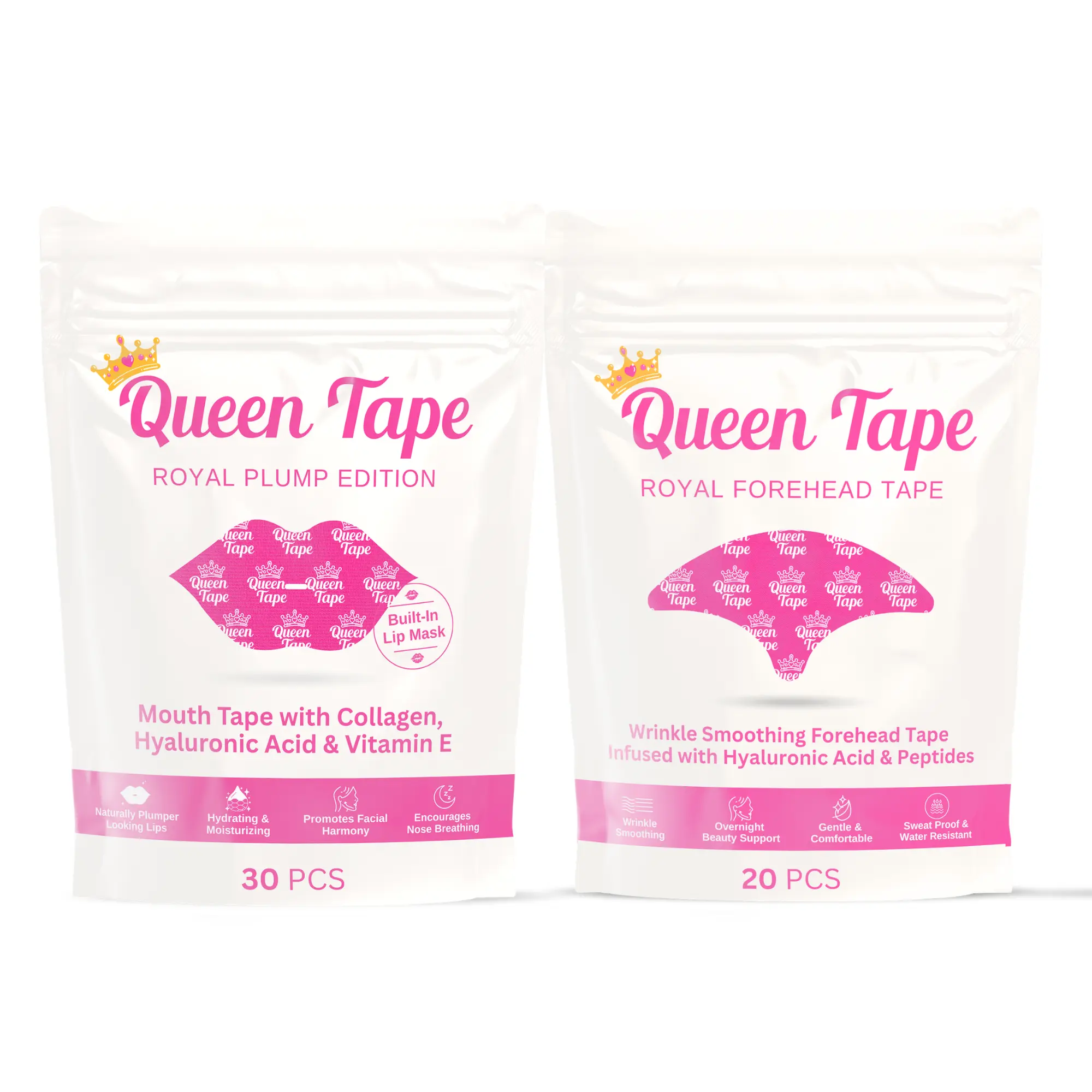 [Queen Tape Official] Hydrating Mouth Tape, Face Tape, Forehead Tape bundles, Royal Plump Edition, Royal Tape, Sleep Like A Queen