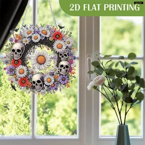 2D Flat Acrylic Christmas DIY Hanging Diamond Painting Set - Special-Shape Rhinestone Window Pendant Stickers, Hangable Wall Decor Ornaments, Boxed Unique DIY Handicraft Gift Supplies