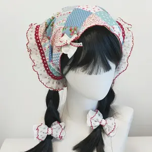Kawaii Floral Triangle Head Scarf Sweet Cottagecore Hair Accessory Cute Headband