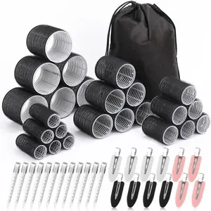 Transparent Curling Rollers for Volume & Airy Bangs, Self-Adhesive Velcro Hair Rollers for Easy Styling & No Heat Damage