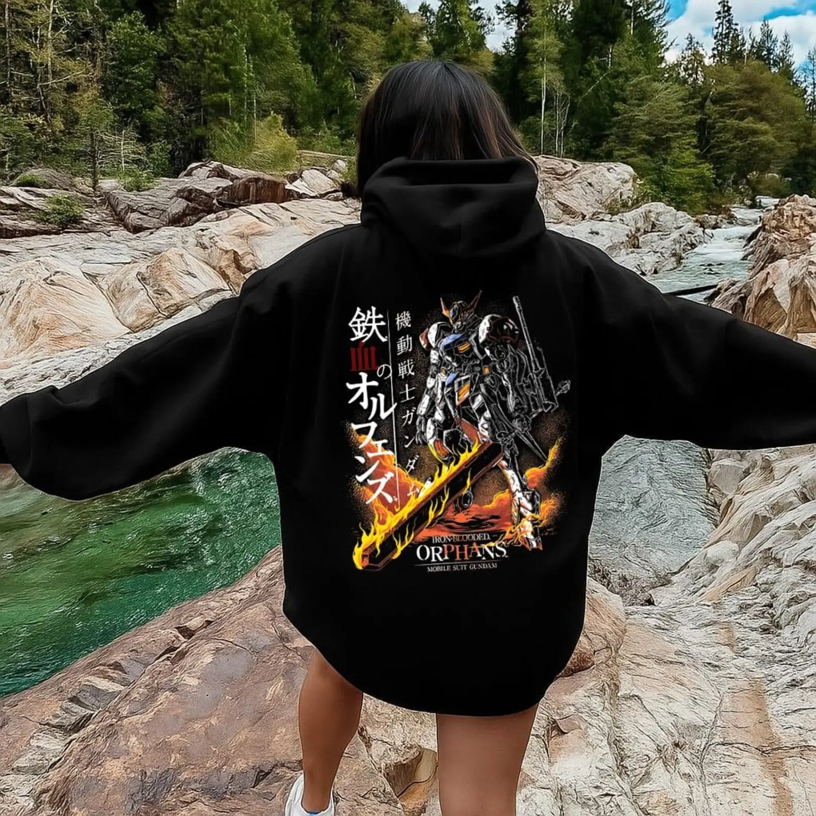 Barbatos Gundam Iron-Blooded Orphans Hoodie, Unisex Mecha Anime Sweatshirt, Mobile Suit Fan Shirt, Anime Sweater, Japanese Manga Tshirt, Retro Gundam Anime Hoodie