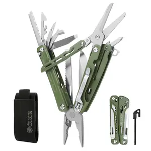 Xhandle MT-13 21-in-1 Folding Pliers EDC Multitool D2 Steel Scissors Saw Serrated Cutter Screwdriver Opener File with Keychain Hole Pocket Clip & Nylon Sheath for Camping Home Repair