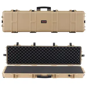 50 in IP67 Rated Lockable Hard Rifle Case, Tool Storage with Pre-cut Foams and Wheels, Waterproof Dustproof Container for Rifle, Shotgun, 50 Inch