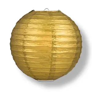 36 Inch Gold Jumbo Parallel Ribbing Round Paper Lantern