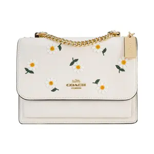 COACH Klare 21 Floral Daisy Embossed Leather Flap Chain Crossbody Bag For Women Hobo Shoulder Bag Hobo Purse