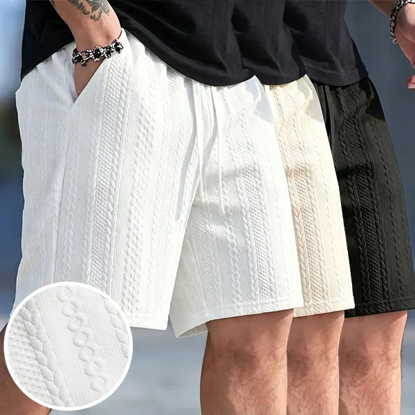 Textured Knit Men’s Shorts, Casual Summer Outfits for Men’s Fashion, Breathable Streetwear for Daily Wear