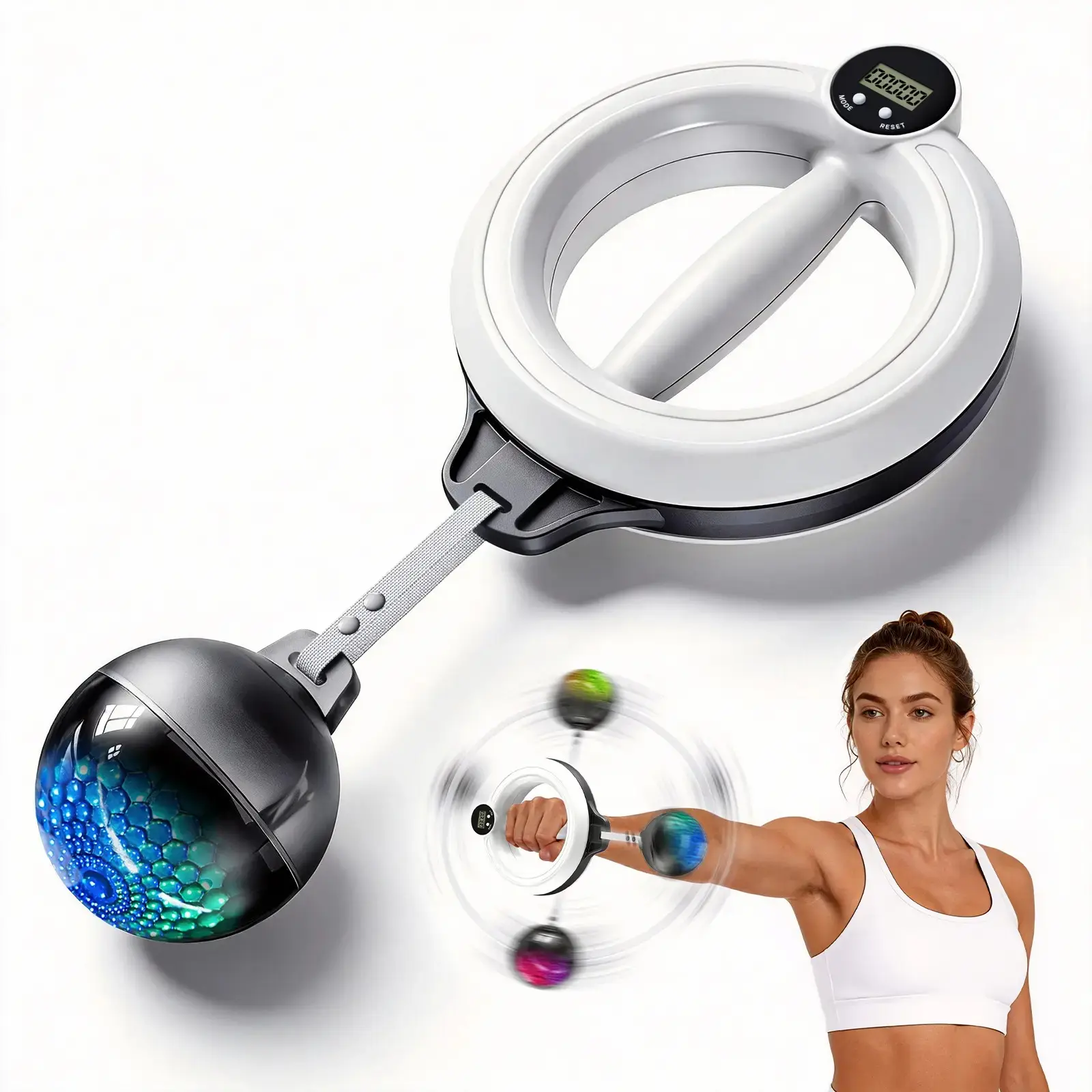 360° Rotating Wrist & Forearm Strength Ball - Portable Arm Exerciser, Upper Body Exercise Equipment for Men, Home & Gym Use, Wrist Training