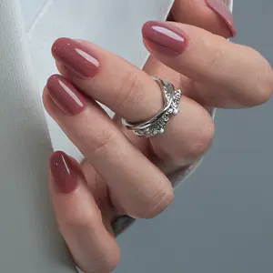 Dusty Rose Press On Nails | CurvLife Nail | 24pcs Medium Oval Fake Nails | Glossy Solid Color Finish | Easy Apply, Comfortable & Durable | Daily, Business & Elegant Nail Art