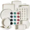 Kikcoin Deluxe 22-Pieces Baking Supplies Set - Durable Nonstick Carbon Steel Bakeware, Premium Nonstick Coating, Non-Toxic BPA-Free, Silicone Handles, 12 Reusable Cups, Loaf Pan, Easy Clean, Oven Safe, Beginner-Friendly, Non-Stick Coating Casserole Dishes
