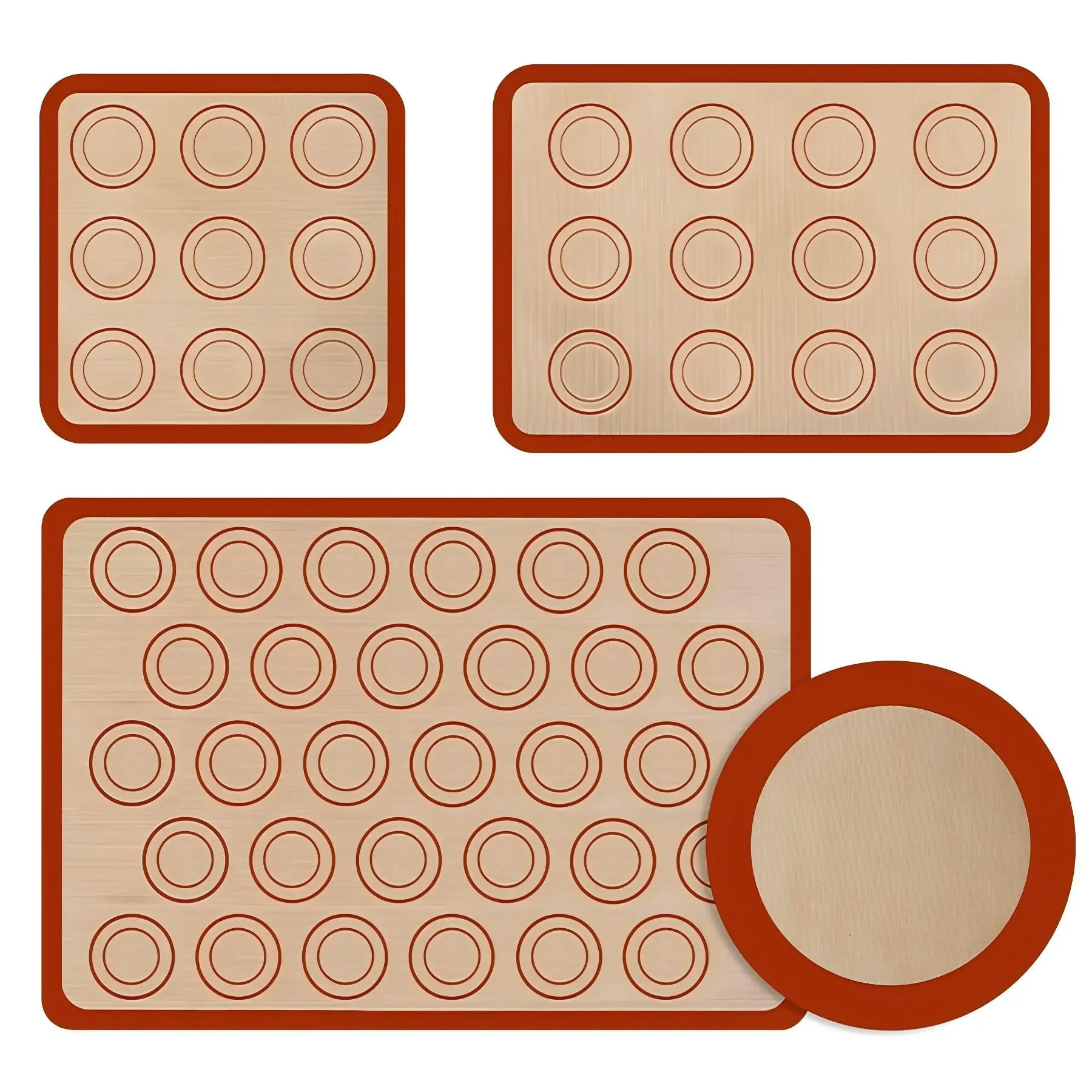 4pcs Reusable Silicone Baking Mats, Multi-Size Round Markers, Non-Stick High-Temperature Resistant, Easy Clean, Ideal for Cookies Pizza Bread