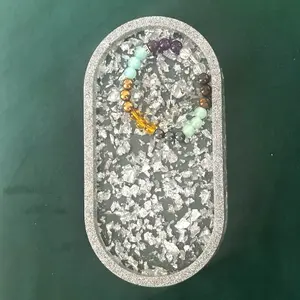 Handmade Silver Leaf Oval Tray 7" x 4" Pure Glam Perfect Organizer for Rings Candles Keys or Crystals Shimmering Accents Luxurious One-of-a-Kind Charm