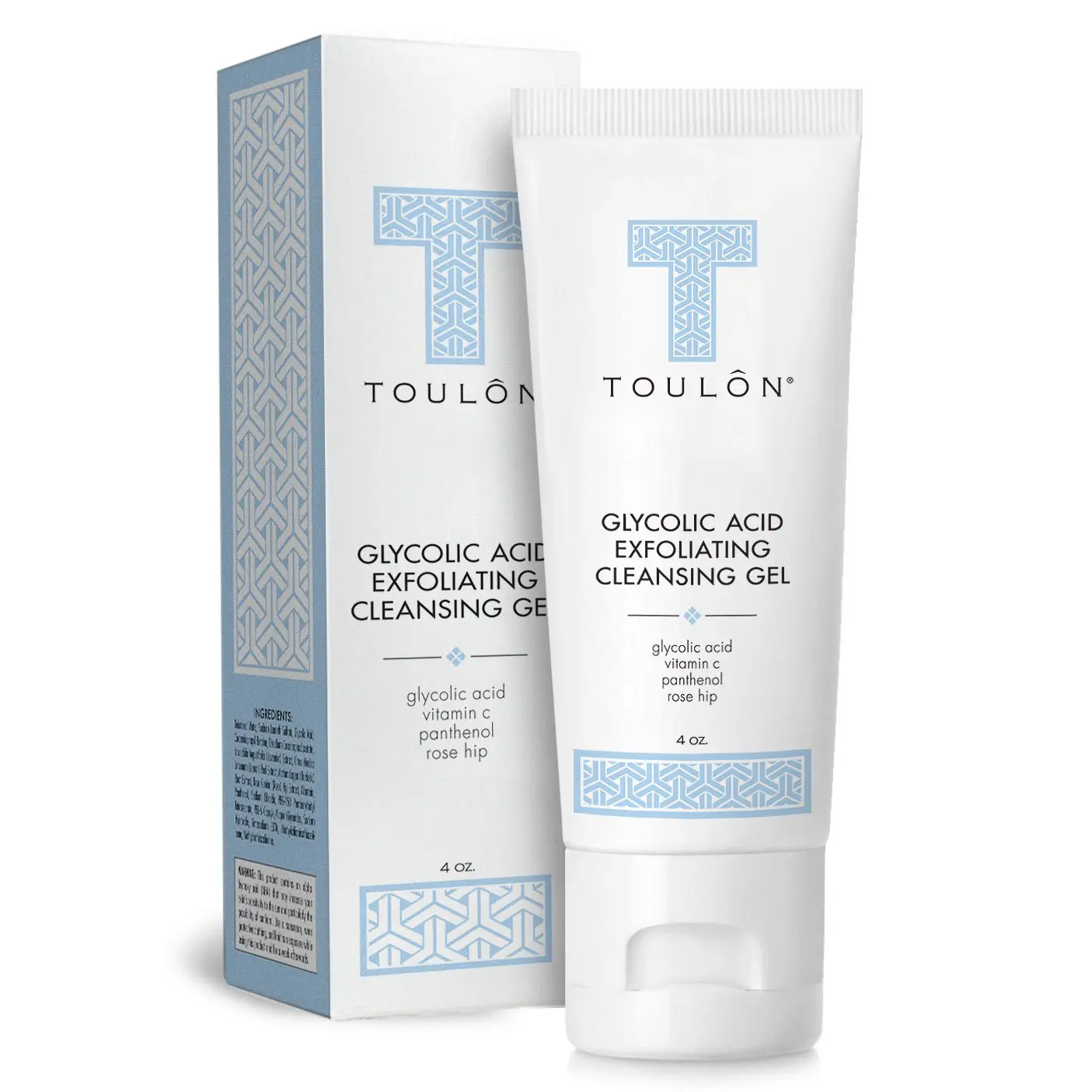Glycolic Acid Face Wash Exfoliating Facial Cleanser Gel w AHA, Vitamin C & Rose Hip to Exfoliate Dry, Sensitive Skin. Cleansing, Brightening & Hypoallergenic