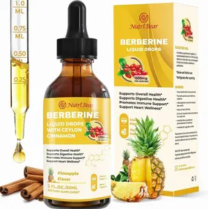 Berberine Supplement with Ceylon Cinnamon, Berberine HCL Liquid Drops with Turmeric, Bitter Melon, Quercetin, 10X Strength AMPK for Digestion System, Immune Health Support -Vegetarian, 2 fl oz
