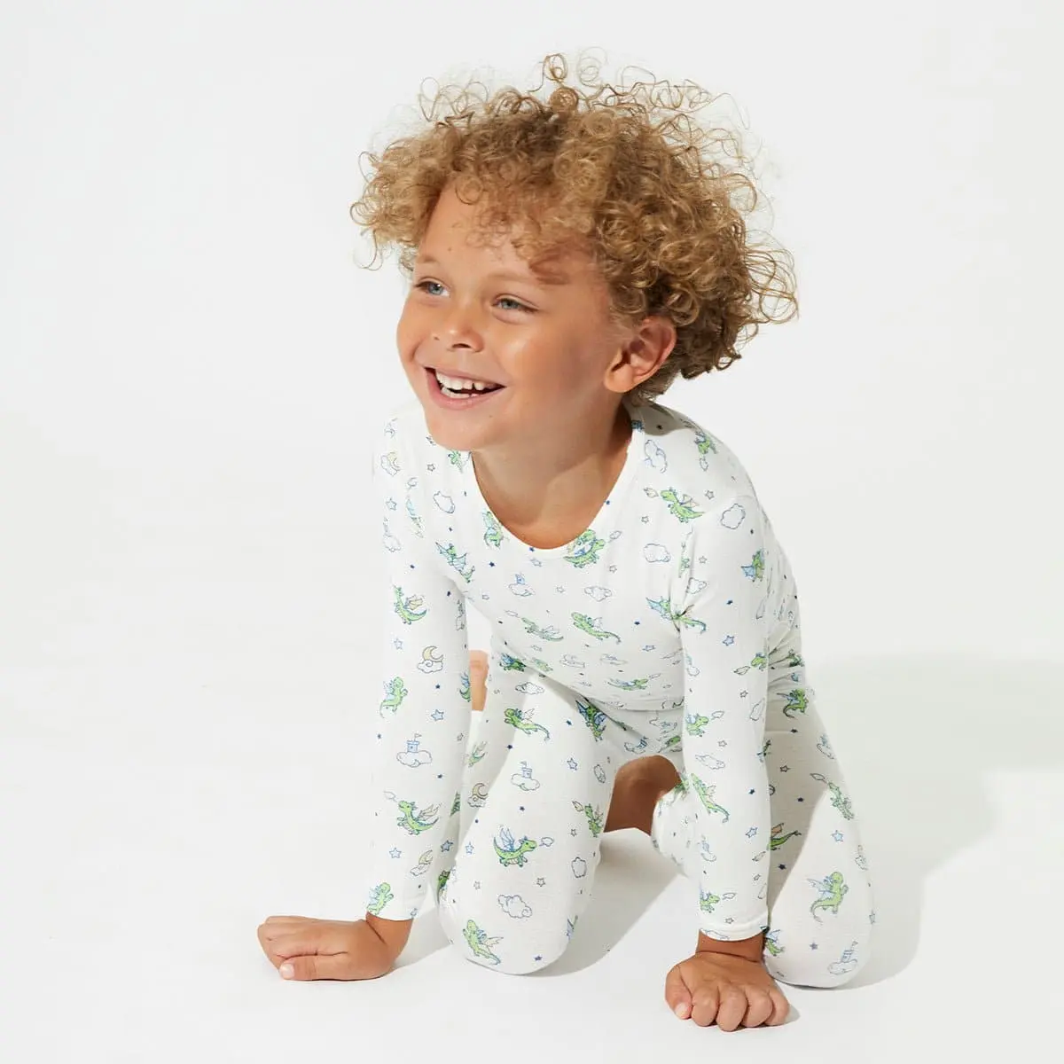 Bellabu Bear Dragon Bamboo Kids Pajamas - Boys Clothes Print Sleepwear Stretchy Onesie