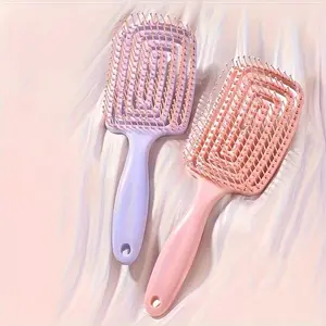 2pc Plastic Bristle Detangling Hair Brush for Normal Hair - Versatile Finishing Comb for Wet & Dry Hair - Smooth, Knot-Free Hairdressing Tool, Detangling Hairbrush, Detangler Brush