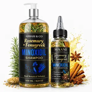 (2 Pack Combo) Minoxidil Hair Growth Oil + Minoxidil Shampoo – Rosemary & Fenugreek Botanical Scalp Treatment – Supports Hair Regrowth, Density & Thicker Hair Real Rosemary Leaves, Fenugreek Seeds, Cinnamon & Star Anise Mane Oil, Rapunzel oil – 120ML