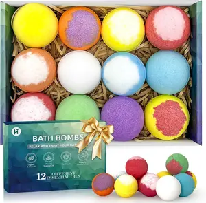 Bath Bomb Gift Set (12 Pack) | Handmade Natural & Organic Spa Bath Bombs | Christmas Stocking Stuffers for Women, Mom, Her, Wife & Kids | Relaxing Aromatherapy Gift