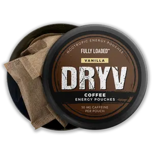 Dryv Energy Pouches Vanilla - 50mg Caffeine, No Sugar, Vitamin B12 - Nootropic Coffee Boost for Mental Focus & Energy - Fully Loaded - United States
