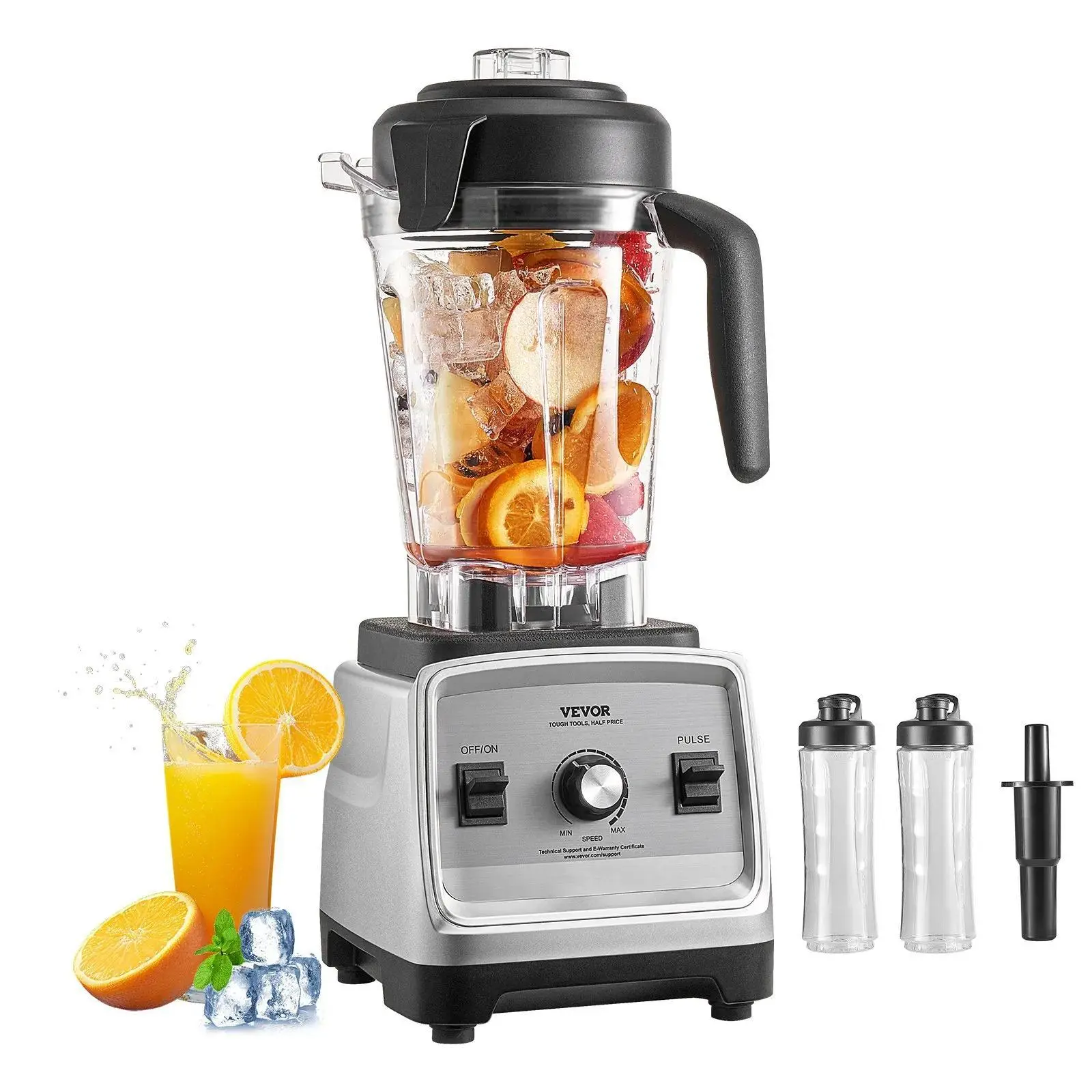 【Summerfinds】VEVOR Blender for Smoothies,  85 oz 1400W, Professional Blender with Powerful Motor, Multi-Functional Food Processing Blender with 2 Cups for Smoothie/Milkshake/Juice, Fits for Kitchen