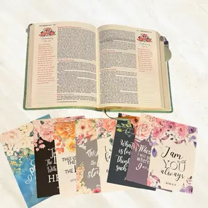 Bible Tip-Ins Set of 8 Handmade 5x7 Scripture Inserts for Bible Journaling Floral Faith Cards in Cardstock or Vellum