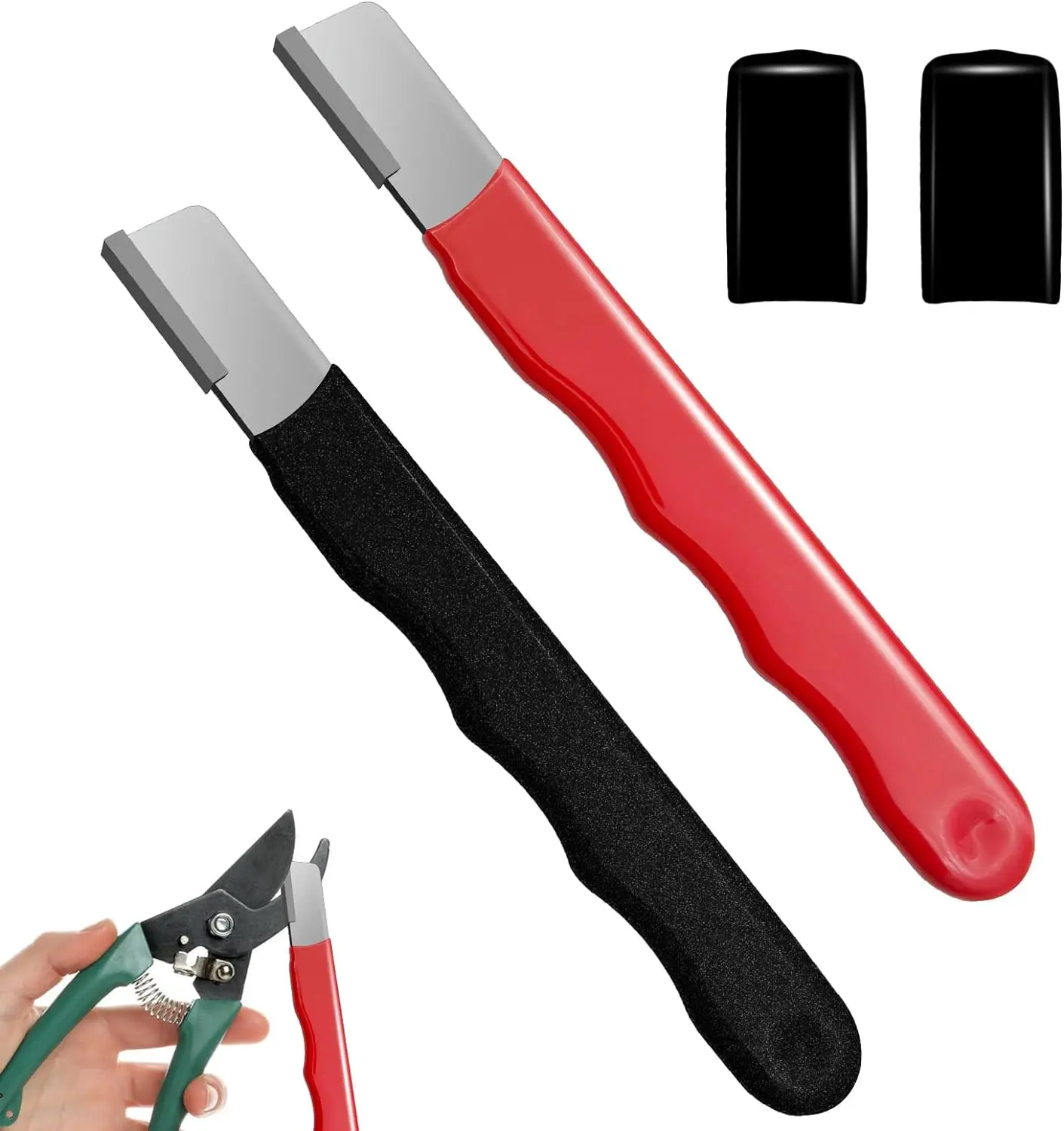 2 Pcs Garden Tool Sharpener, Mini Blade Sharpener for Pruning Shears, Hedge Trimmers, Loppers & Scissors, Portable Garden Knife Sharpener Tool for Gardening Pruner, Sharpens Blades Quickly & Easily