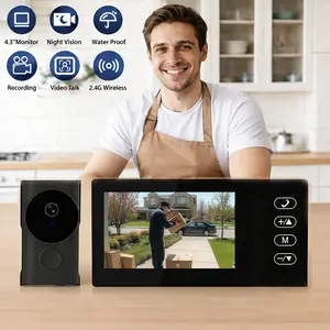 Wireless Smart Video Doorbell System, 1080P Video Doorbell Camera with Motion Detection,2-Way Audio,Local Storage, No WiFi Required,No APP,No Subscription Fee, Night Version, Easy Install Without Wiring for Home,Villa,Apartment