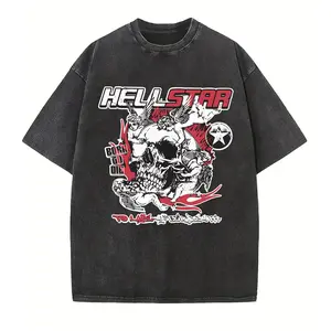 Hellstar Born To Die Skull Angel Washed Oversized Tee - Y2K Streetwear