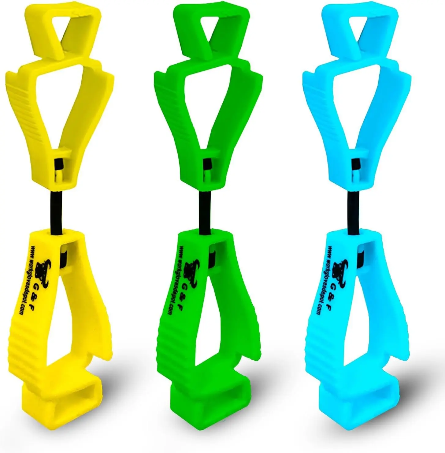 Work Glove Clips – Heavy-Duty, 360° Rotating, Spring-Loaded Glove Holders in Assorted Colors, Z-Shaped Grip, Durable POM, Clips to Tool Belts and Safety Gear – Sold in 3-Pc Packs, Multi-Pack Options
