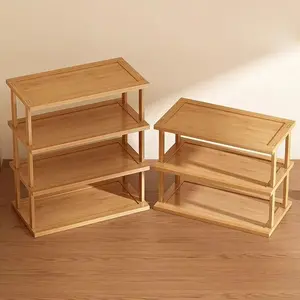 Three-Tier Desktop Organizer, Bamboo Wood Material, Office Desk Storage, Home Bookshelf, Small Tabletop Rack, Office Workspace Holder