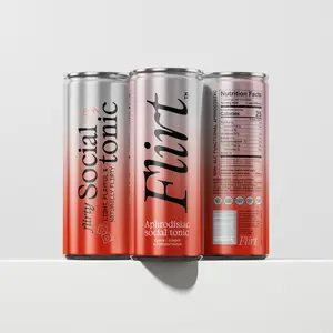 FLIRT Flirty Social Tonic - Sparkling Non-Alcoholic Drink for Confidence & Mood Boost with Plant-Based Actives & Botanicals