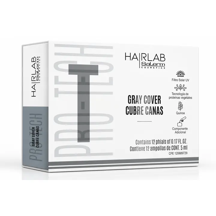Salerm Pro-Tech Gray Coverage Hair Treatment SET 12 x 0.17 fl.oz., Hair Dye, Water Base