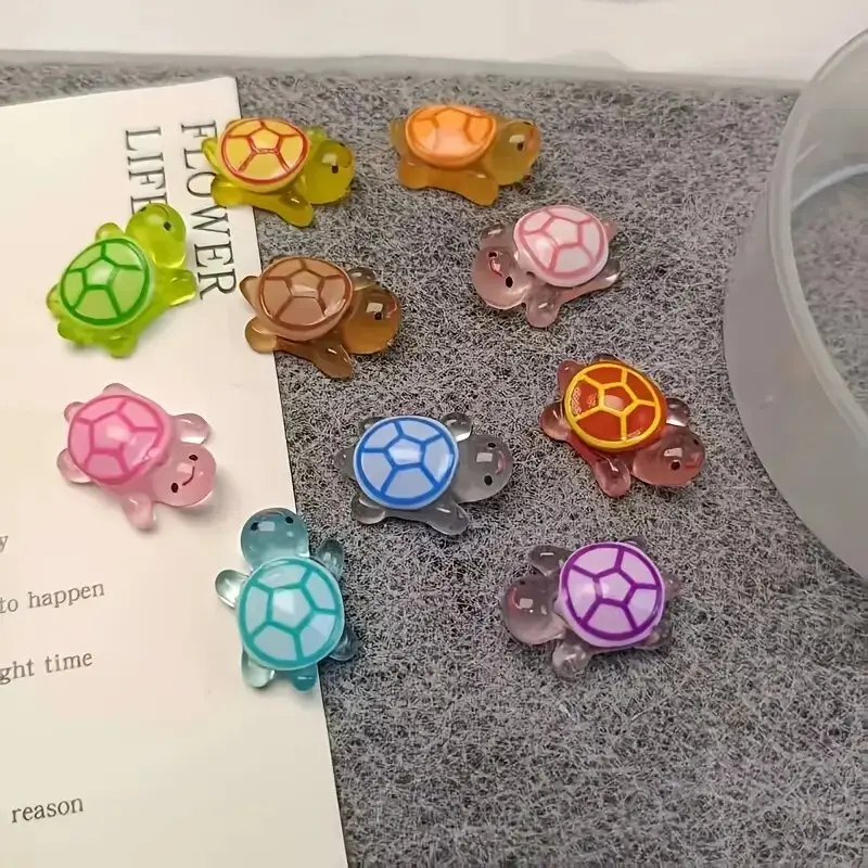 30 Pcs Luminous Mini Resin Turtles, Mini Resin Animals Turtles Glow in The Dark Resin Figures Cute Tiny Turtles Bulk for Ocean Theme Garden Micro Landscape Hidden(random color)