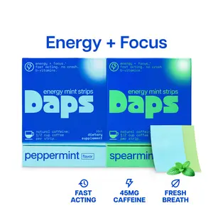 Daps Energy Mint Strips - Quick Energy Boost with 45mg Caffeine - Vitamin Supplement