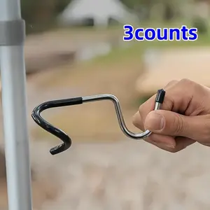 3-Piece Thick Multi-Functional Non-Slip Camping Pole Hooks, Ideal for Outdoor Use, Durable Stainless Steel Design for Safety