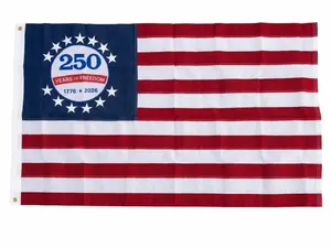 USFLAG 250th Anniversary USA Flag 3x5 Ft, True Double-Sided Embroidered 2026 American Commemorative Flag, 210D Heavy Duty Nylon for Indoor Outdoor.