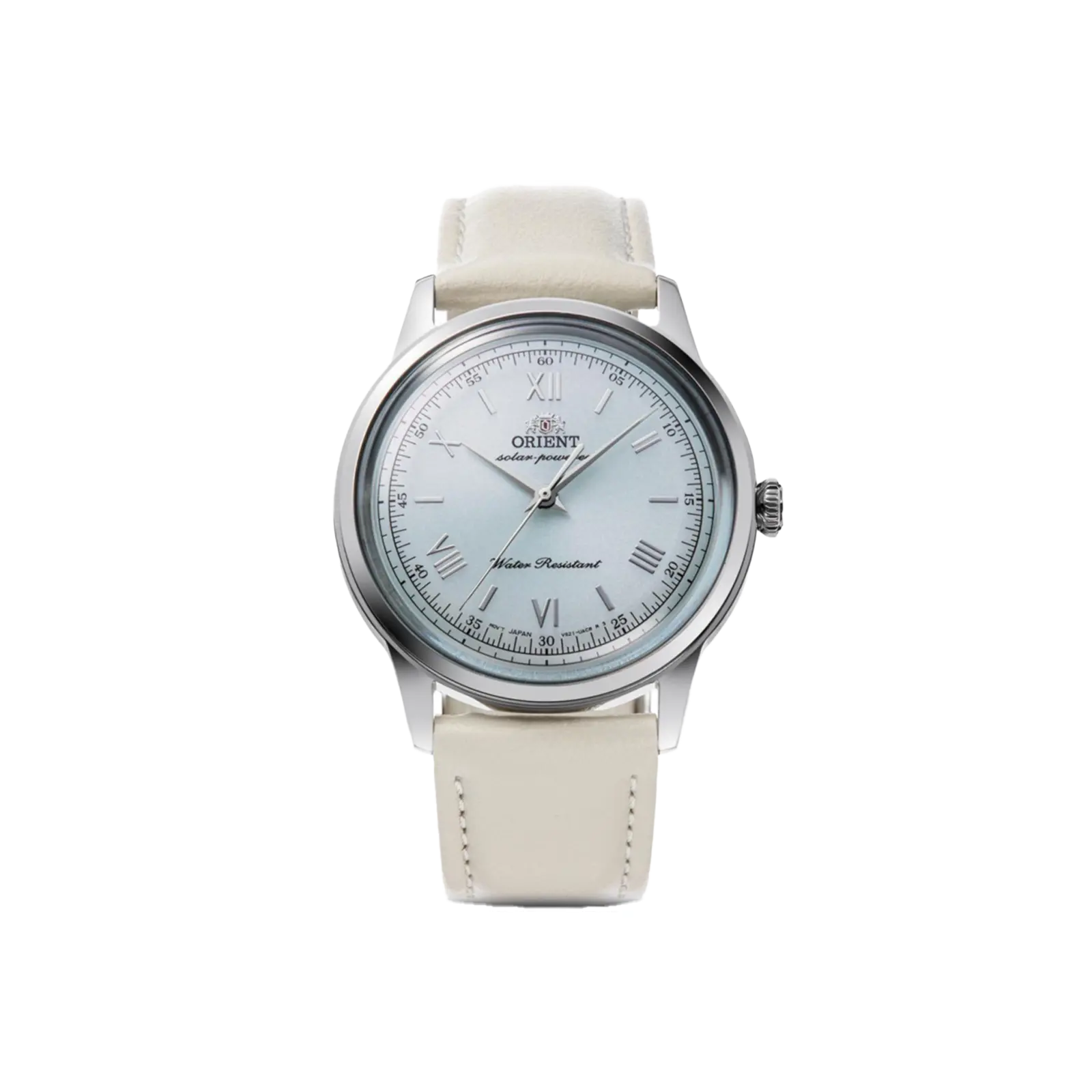 Orient Bambino Solar Analog Quartz Unisex Dress Watch - 38.4mm Ice Blue Dial, Stainless Steel, RA-WK0001E10B, Analog Quartz Watch, Stainless Steel Watches