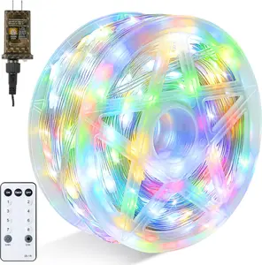 Joiedomi 600 LED Christmas Lights Outdoor,197 FT Multicolor Christmas Tree Lights with 8 Modes Timer, PVC Clear Wire String Lights with Reel for Indoor Outdoor Holiday Xmas Eve Night Decorations