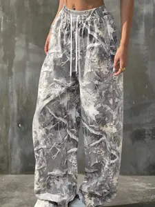 Women's Vintage Street Style Camo Print Camouflage Knit Pants, Bottoms, Casual Streetwear Trousers, Loose-Fitting Casual Sporty Long Trousers, All Season Comfortable Wear, Womenswear