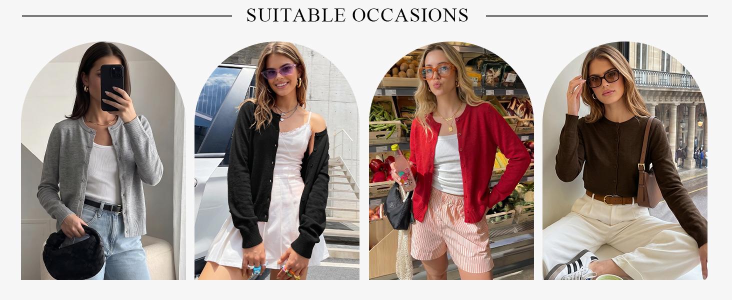ANRABESS Womens Button Down Lightweight Cardigan Sweaters | Crew Neck Long Sleeve Tops, Striped & Solid Design, Business Casual Work Office Travel, Spring Fall Clothing