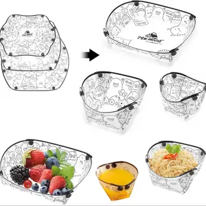 4counts Foldable Bowl Plate Cup Set, Portable Food Grade Material, Lightweight & Thin Design, Perfect for Camping & Travel Use
