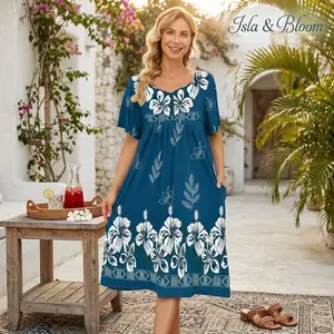 Women's Comfortable House Dress with Pockets - Short Sleeve Moo Moo Nightgown Lounge Mumu Dress for Casual Wear, Lightweight Breathable Fabric, Available in Sizes S-5XL, Perfect for Home Relaxation and Daily Lounging