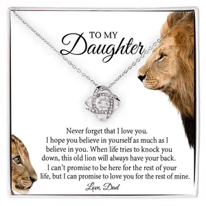 To My Daughter Love Knot Necklace Dad Father Daughter Lion Necklace Special Birthday Gift for Daughter Necklace Never forget that I love you Necklace