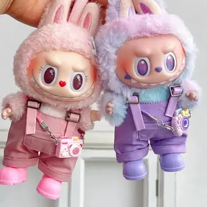 For 17cm Labubu Clothes Doll Clothes Set Macaron Outfit Shoulder Straps Pants Headphones Cameras Shoes Labubu 1.0 2.0 3.0 Doll Accessories Doll Clothing Set Stylish Doll Clothes