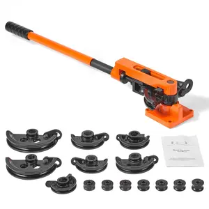 Manual Pipe Tube Bender 3/8-Inch to 1-Inch OD with 7 Bending Dies for Copper and Aluminum Tubing, 180-Degree Bends, Versatile Bender Tool for HVAC, Air Conditioning, Refrigeration, Auto Repair