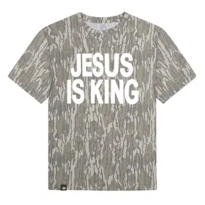 Jesus Is King Camo T-Shirt – Christian Faith Graphic Tee, Streetwear Style, Unisex Casual Shirt