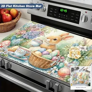 Spring Farmhouse Rabbit Egg Baking Mat Bakeware, Non-Slip Heat Resistant Kitchen Decorative Pad, Cozy Easter Theme Table Mat, Jit